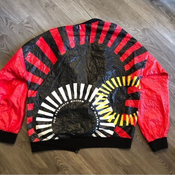 Leslie Jordan SF Moma Jacket Vintage Tyvek Size Medium biker‎ cycling pop art - Picture 2 of 9
